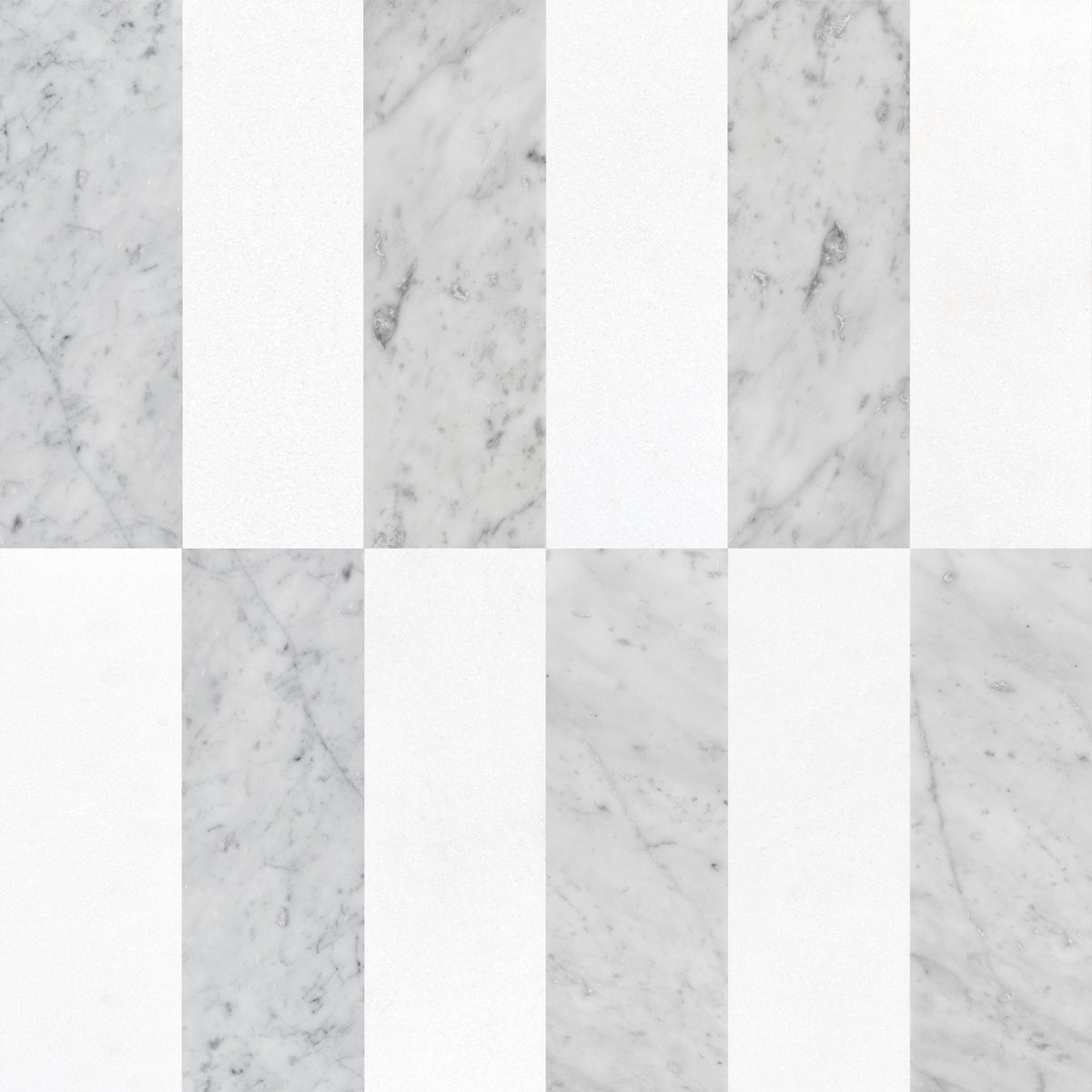 Nsr Thassos White & White Carrara Checkerboard tile pattern swatch — available at Surface Group