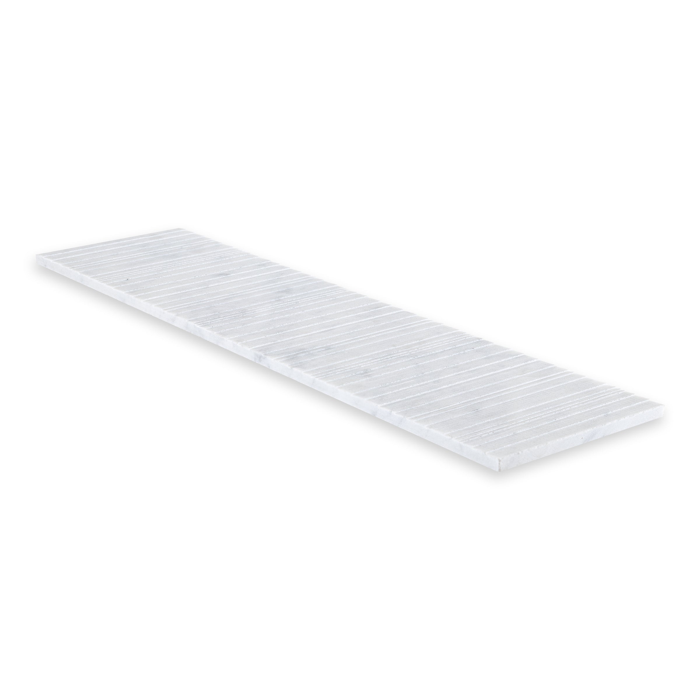 WHITE CARRARA: Field Tile (6"×24"×3/8" | fence)