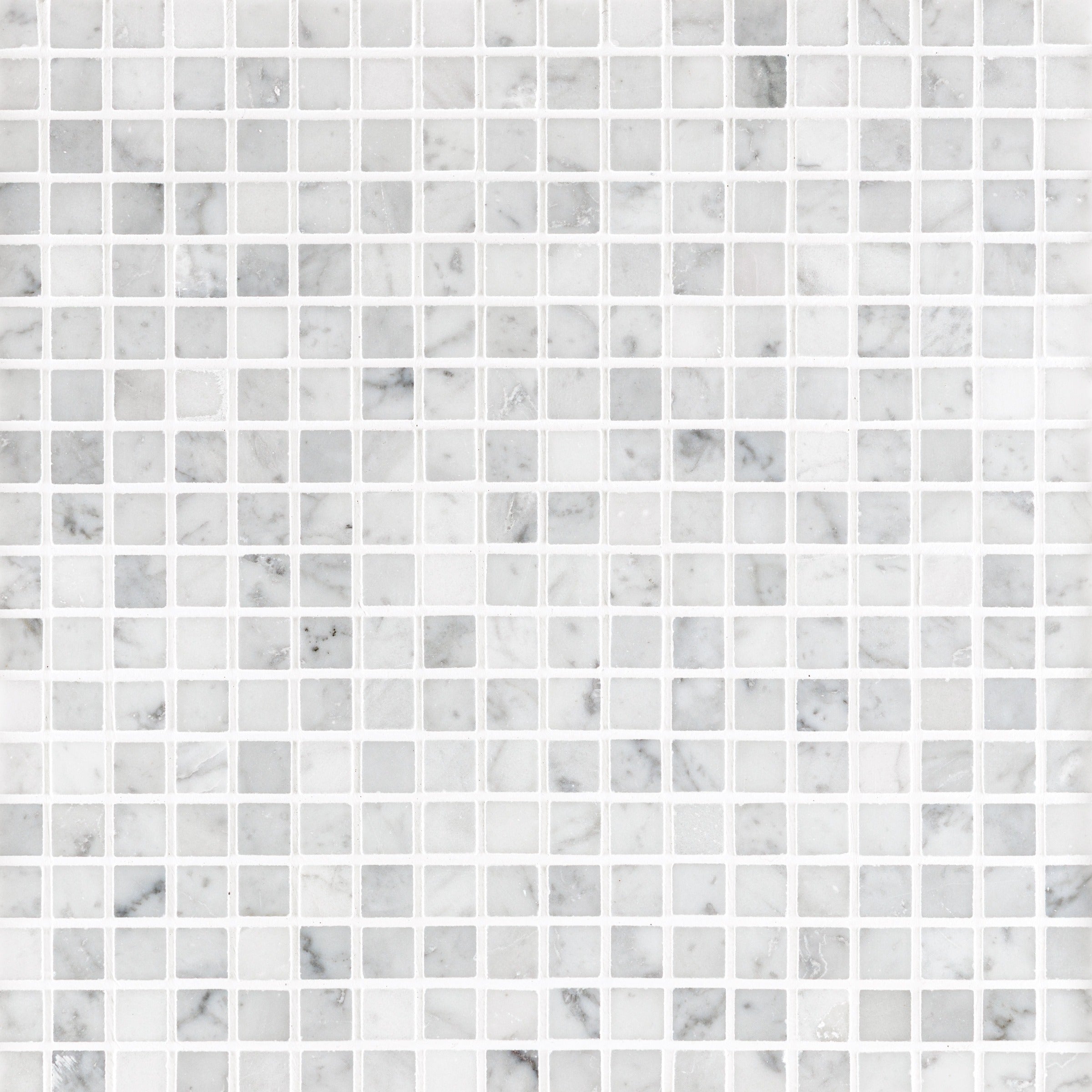 WHITE CARRARA: 5/8" Straight Stack Mosaic (12"×12"×3/8" | polished)