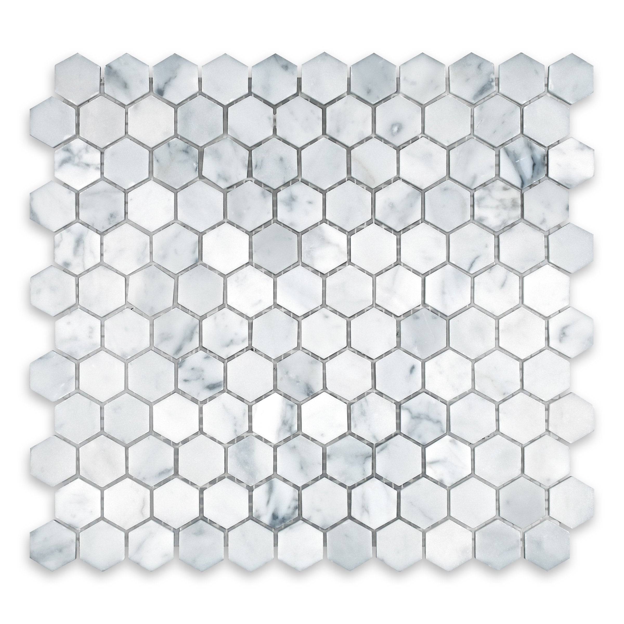 WHITE CARRARA: Hexagonal Mosaic (11 1/4"×11 1/2"×3/8" | polished)