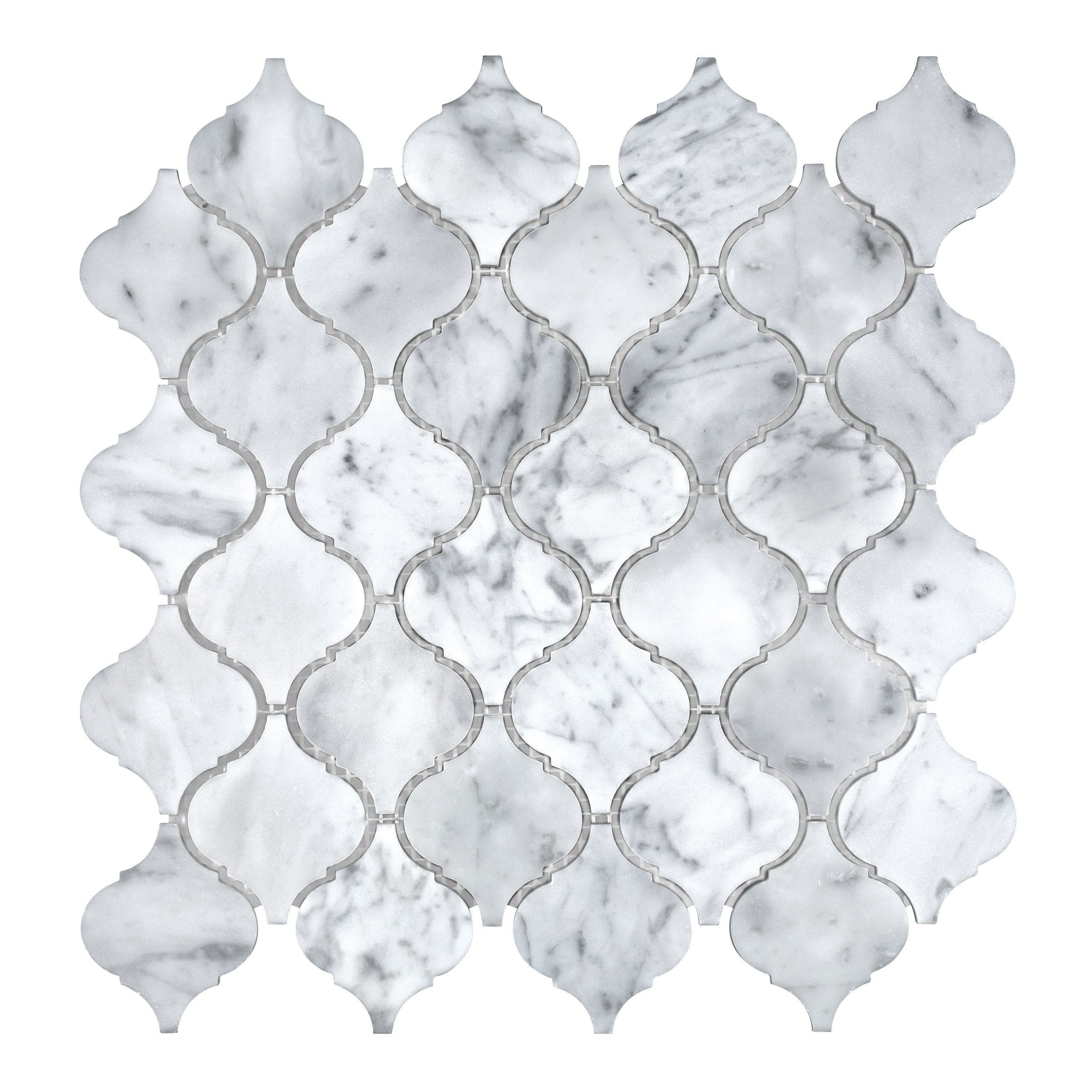 WHITE CARRARA: Arabesque Mosaic (11 3/4"×12"×3/8" | honed)