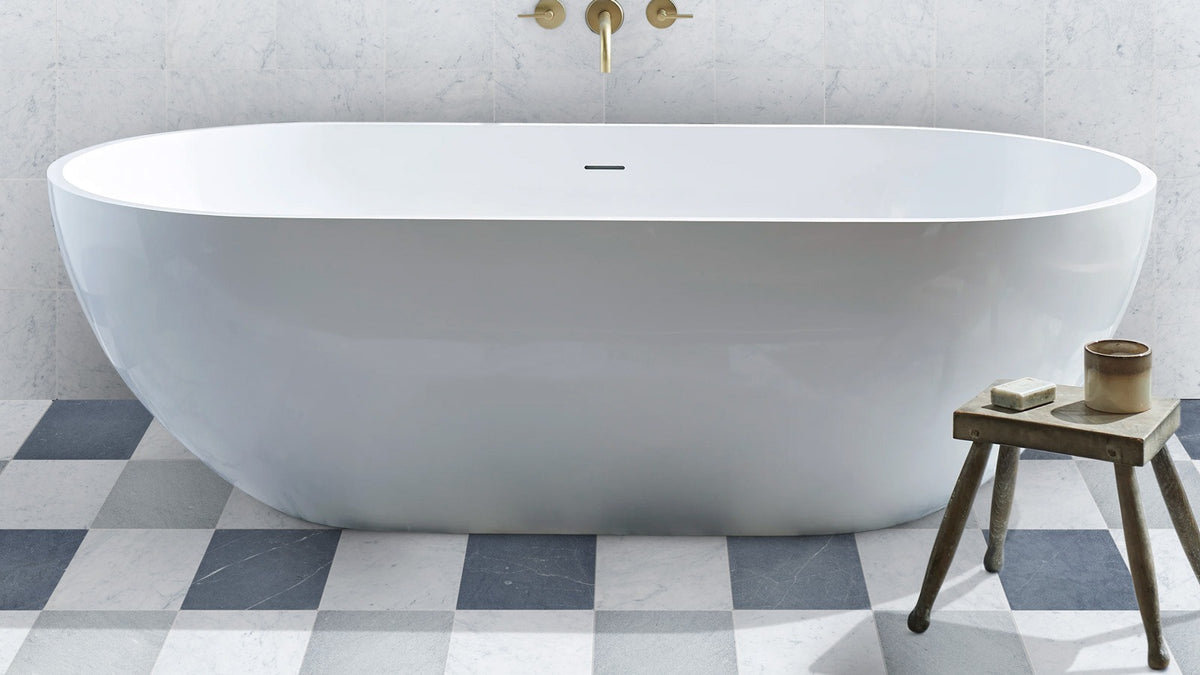 Nsr White Carrara, Negro Marquina & Bardiglio Imperiale Checkerboard tile in a room setting — available at Surface Group