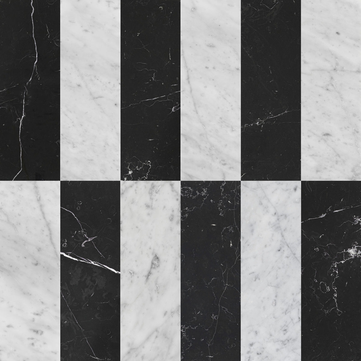 Nsr White Carrara & Negro Marquina Checkerboard tile pattern swatch — available at Surface Group