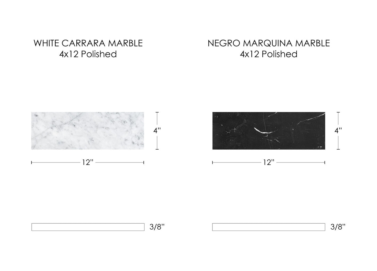 Nsr White Carrara & Negro Marquina Checkerboard tile — available at Surface Group