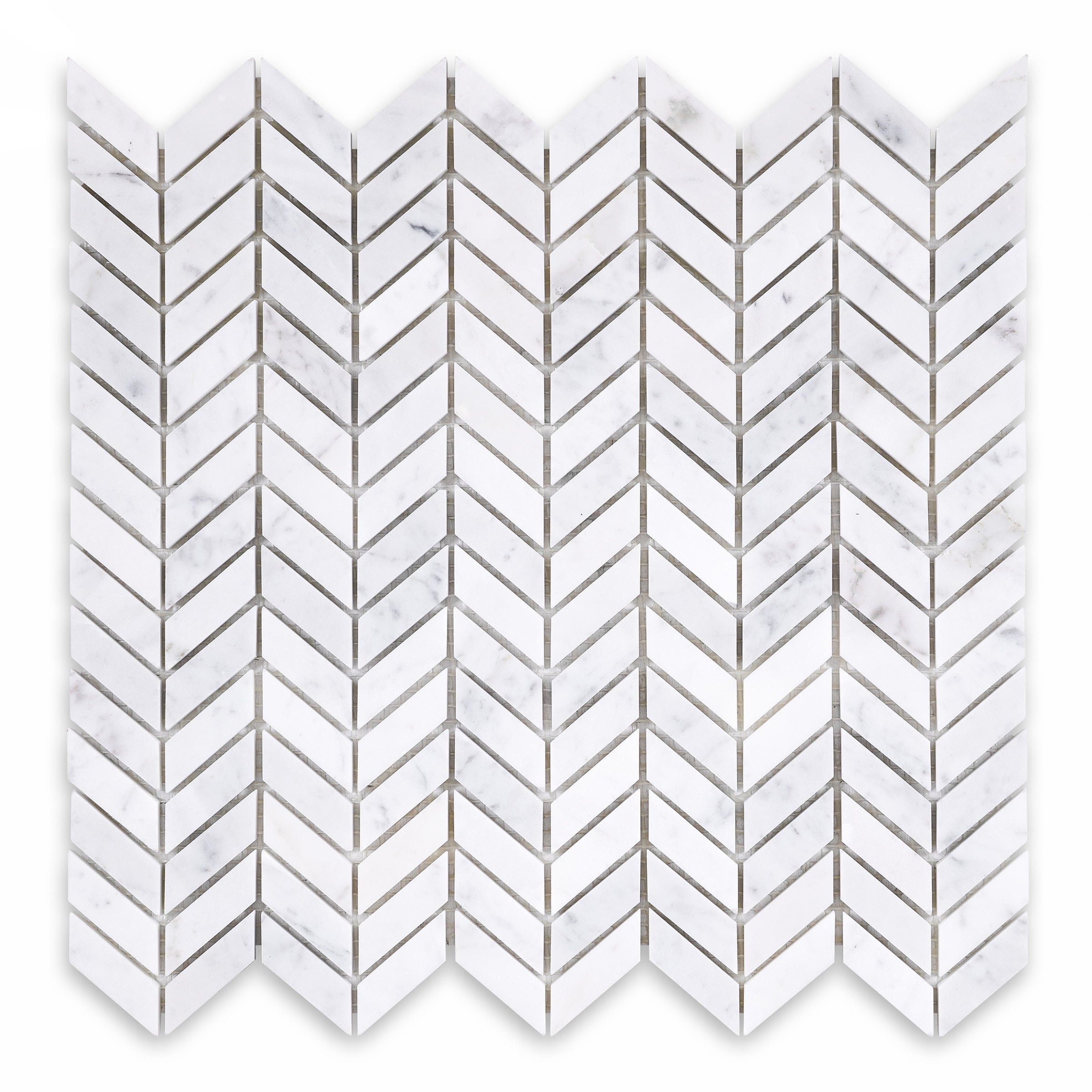 WHITE CARRARA: Chevron Mosaic (11 1/2"×12"×3/8" | polished)