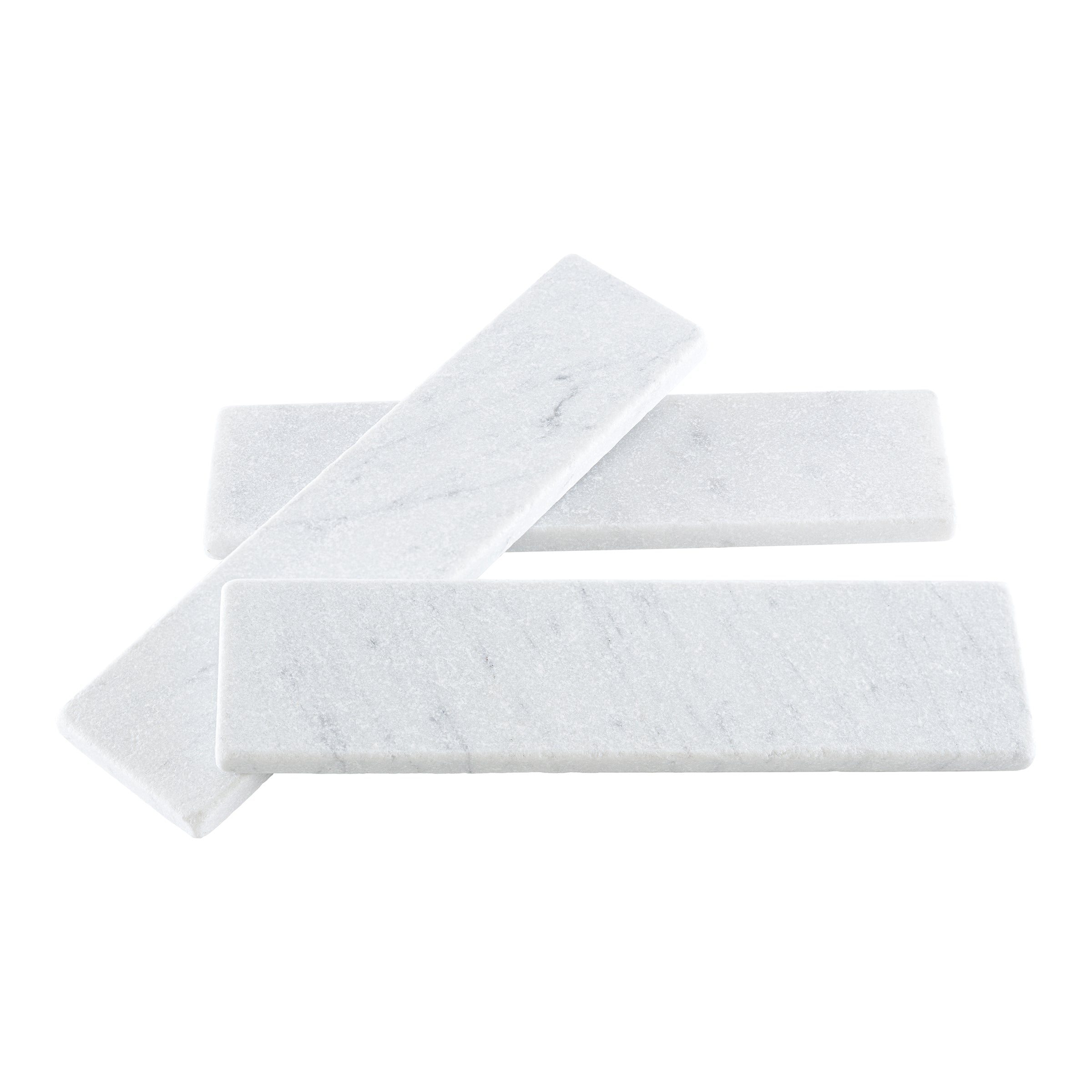 WHITE CARRARA: Field Tile (2"×8"×3/8" | tumbled)