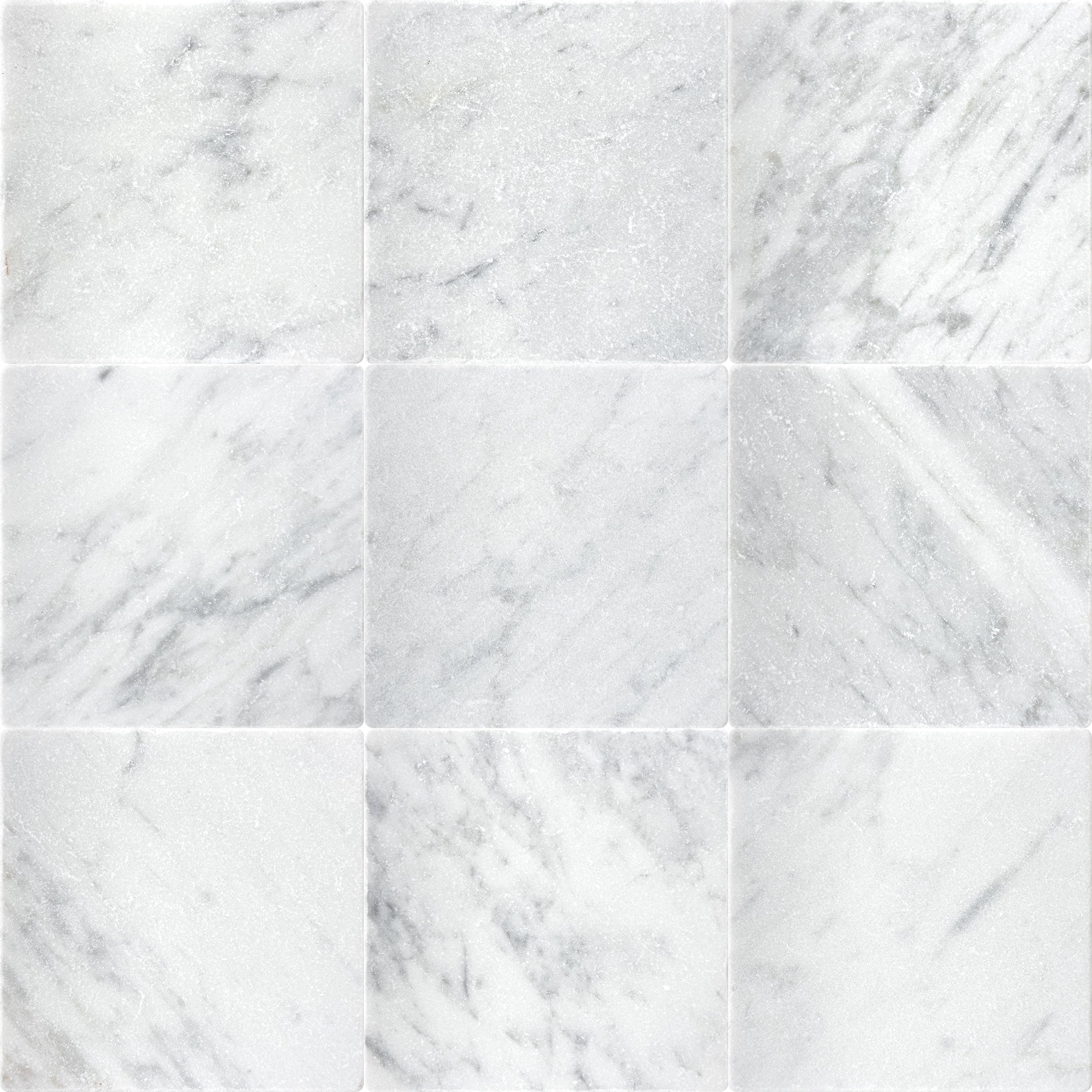 WHITE CARRARA: Field Tile (4"×4"×3/8" | tumbled)