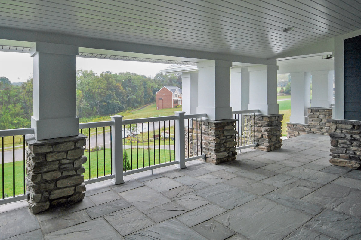 Classic Step Appalachian Grey step by Old World Flagstone, primary product image, 16.0" x 48.0" x 6.0" size. Premium stone veneer for exterior and interior walls.