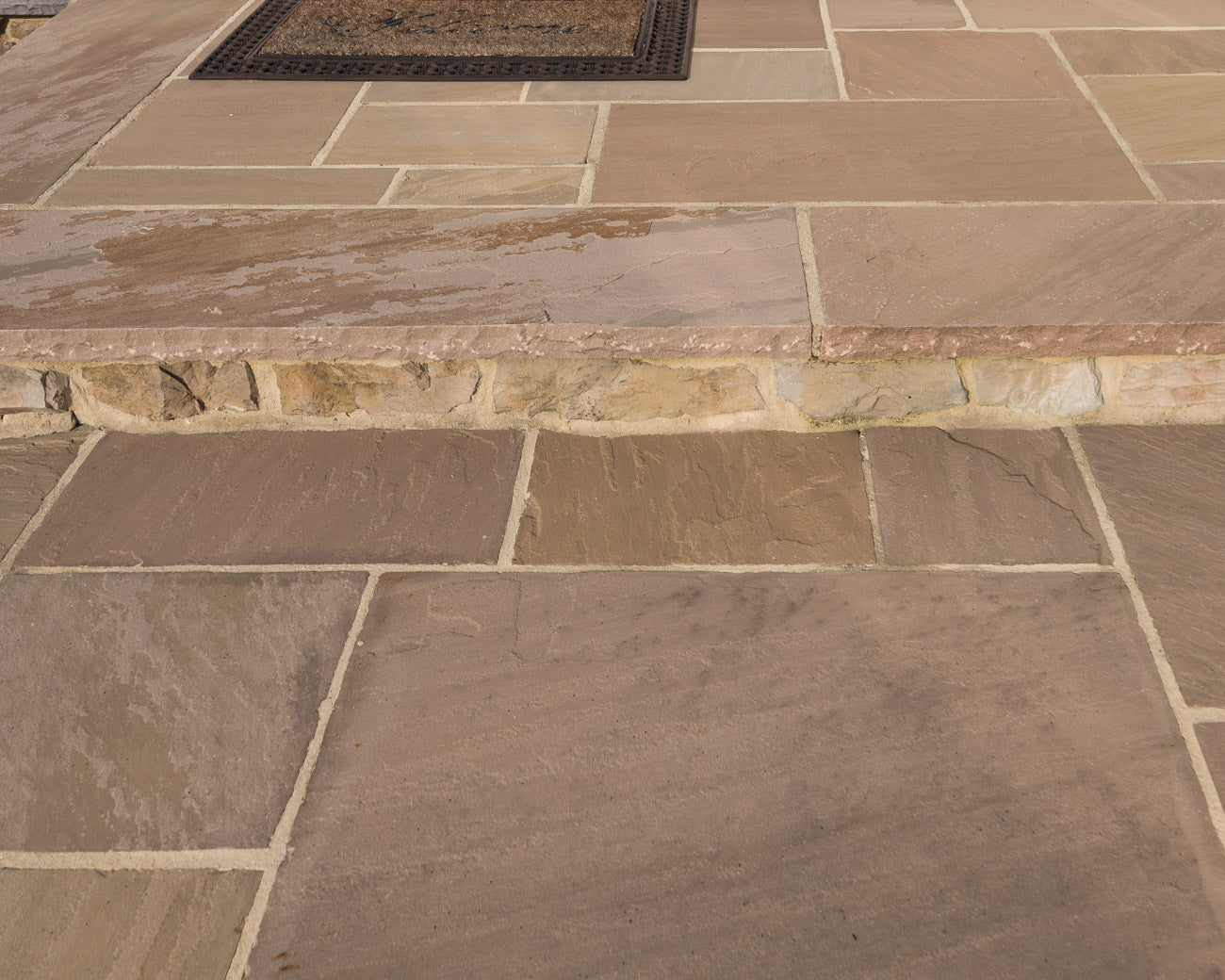Classic Step Autumn Brown step by Old World Flagstone, primary product image, 16.0" x 48.0" x 6.0" size. Premium stone veneer for exterior and interior walls.