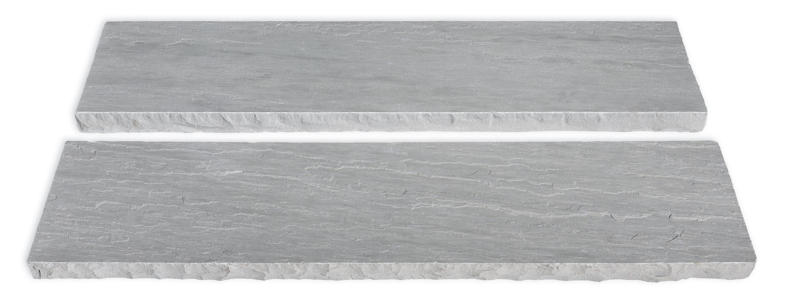 Artisan Tread Appalachian Grey tread by Old World Flagstone, primary product image, 24.0" x 84.0" x 2.0" size. Premium stone veneer for exterior and interior walls.