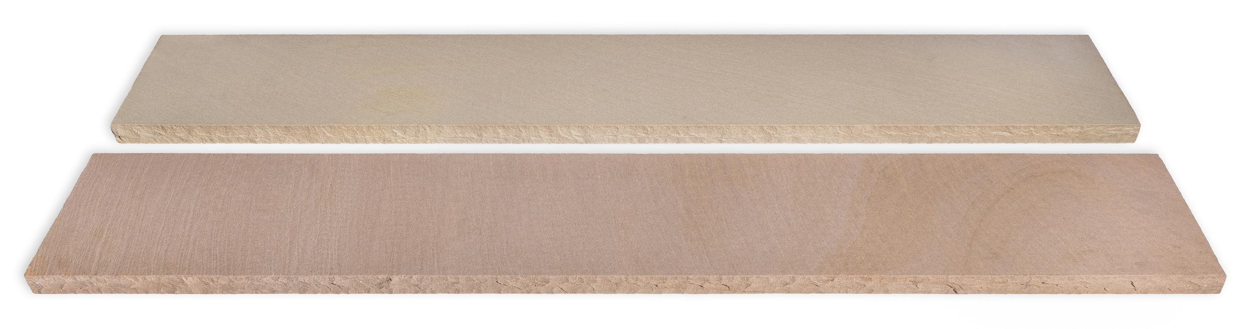 Signature Tread Sahara tread by Old World Flagstone, primary product image, 24.0" x 84.0" x 2.0" size. Premium stone veneer for exterior and interior walls.