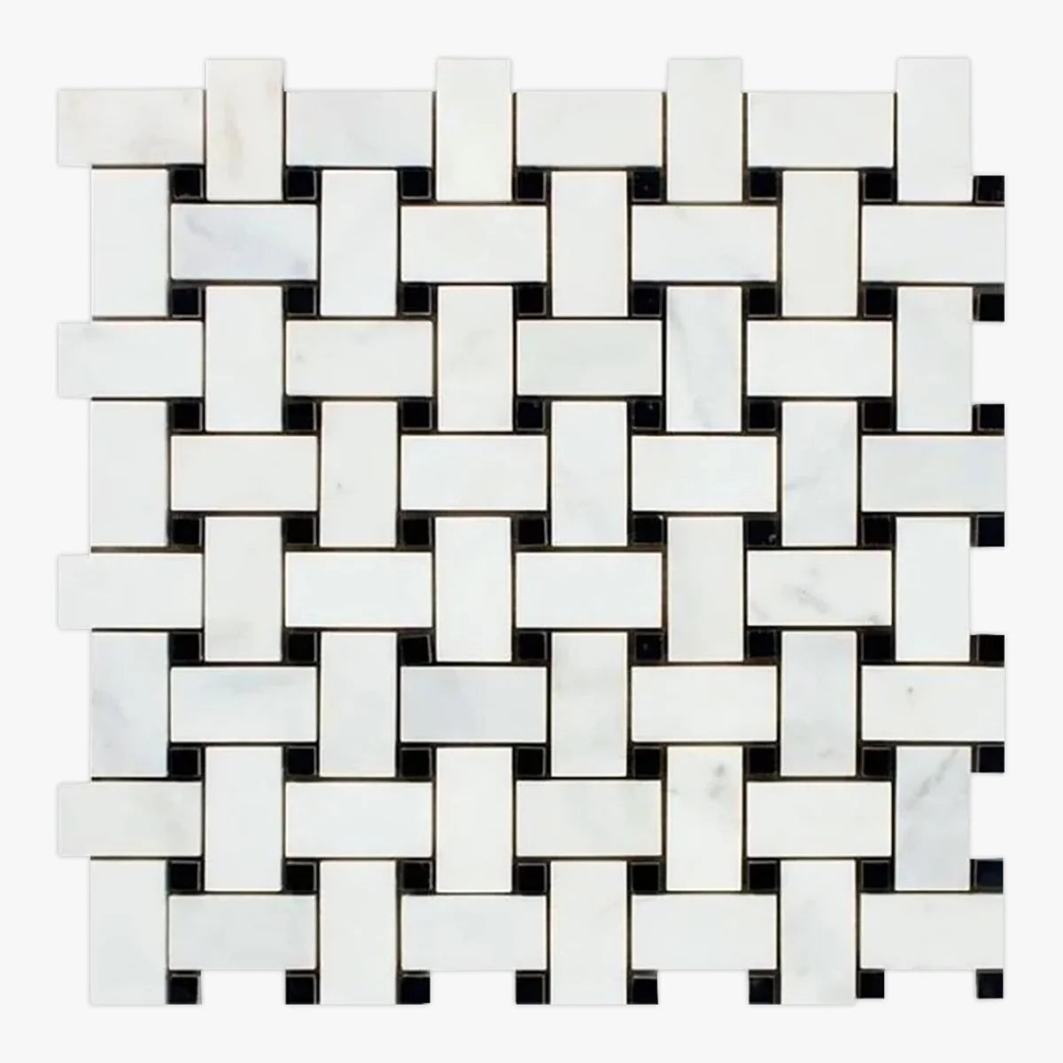 Asian Statuary Polished Marble White mosaic, top-down product view. Premium marble for floors and walls.