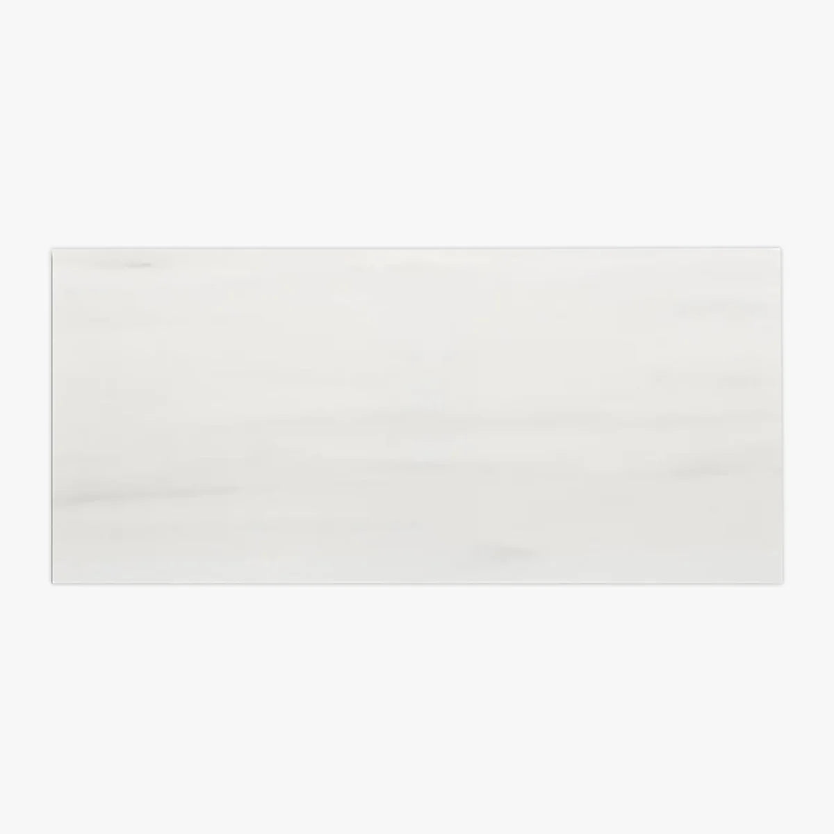 Bianco Dolomite Polished Marble White field tile, top-down product view. Premium dolomite for floors and walls.