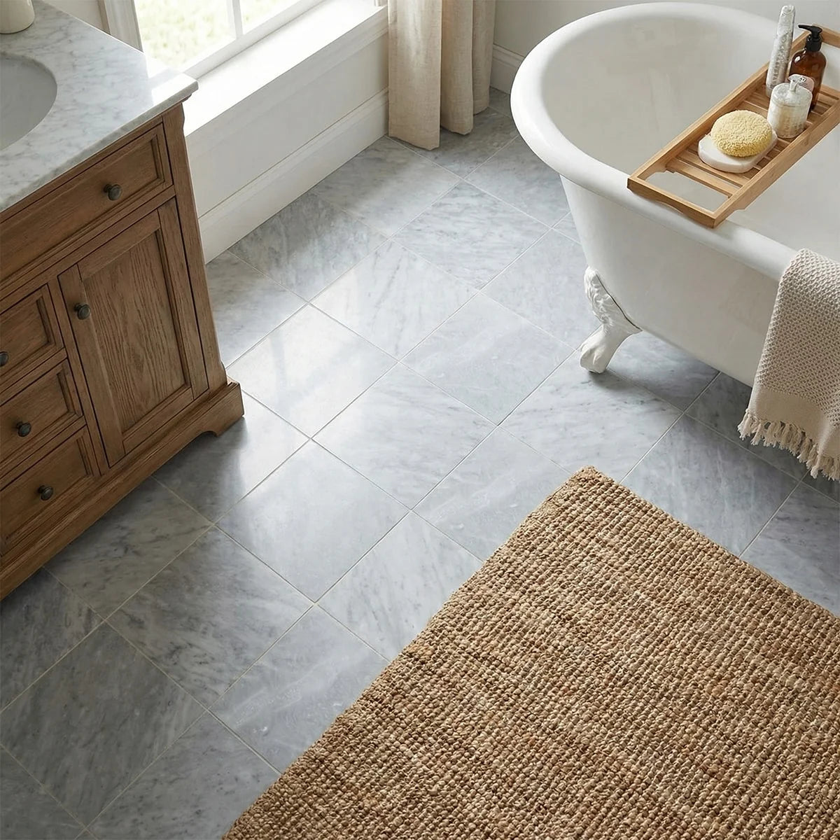 Essentials Natural Stone Blue field tile, product image. Premium marble for floors and walls.