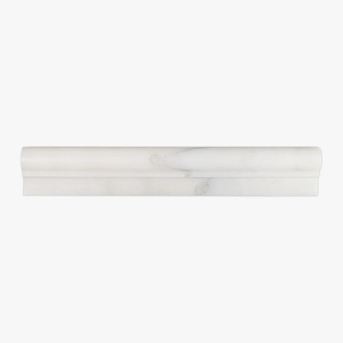 Calacatta Oliva Honed Marble White moulding, top-down product view. Premium marble for floors and walls.