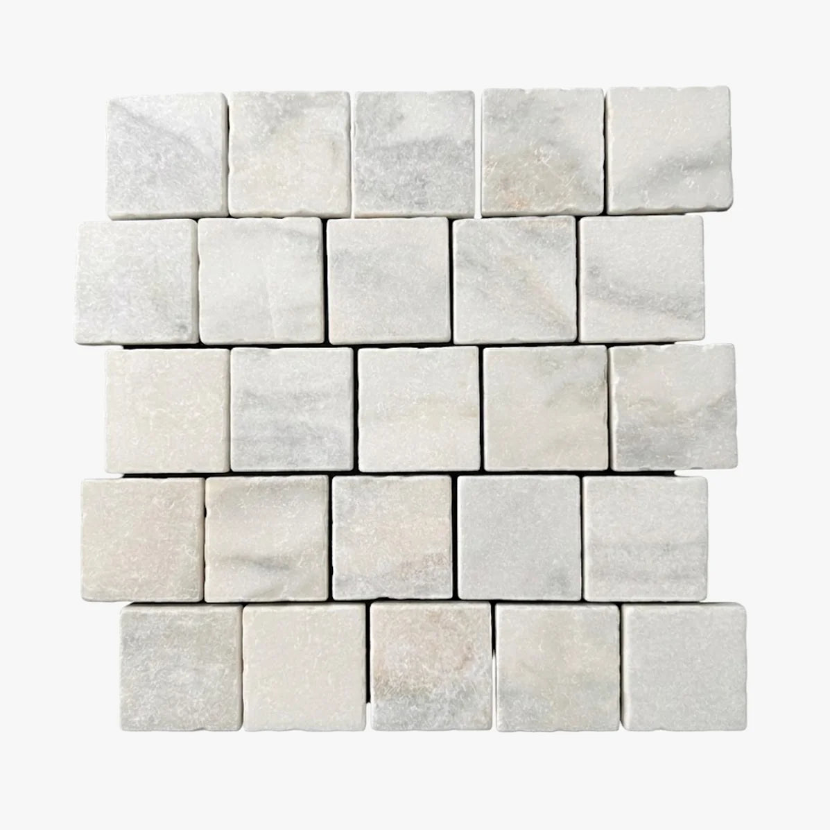 Calacatta Oliva Honed Marble White field tile, top-down product view. Premium marble for floors and walls.