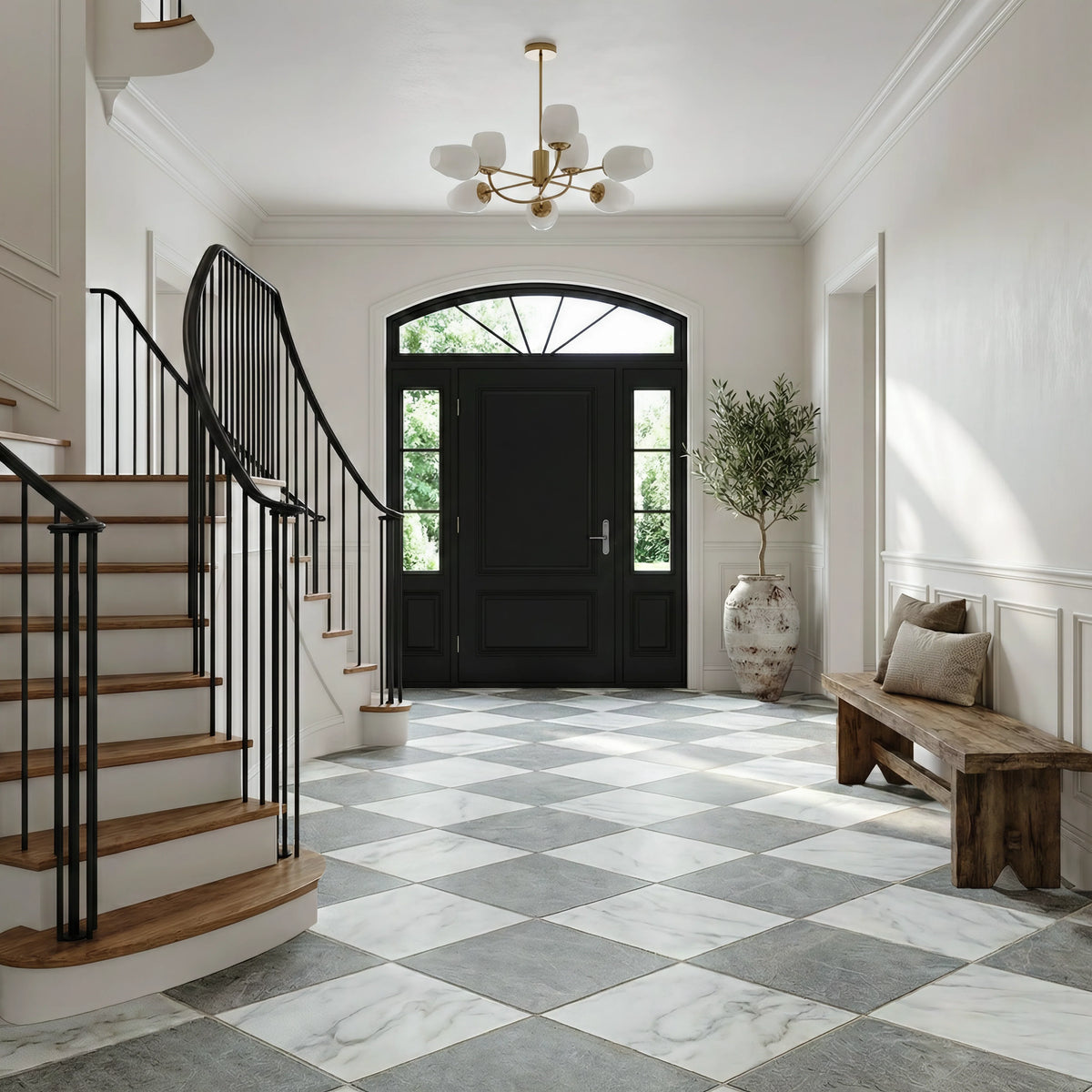 Checkerboard Patterns Multicolor checkerboard tile, product image. Premium marble for floors and walls.