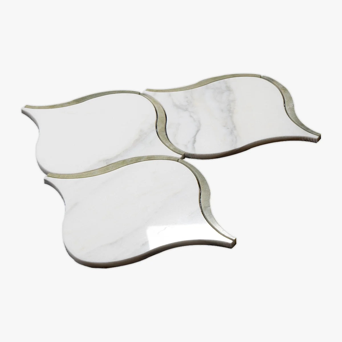 Calacatta Oliva Polished Marble White mosaic, product image. Premium marble for floors and walls.