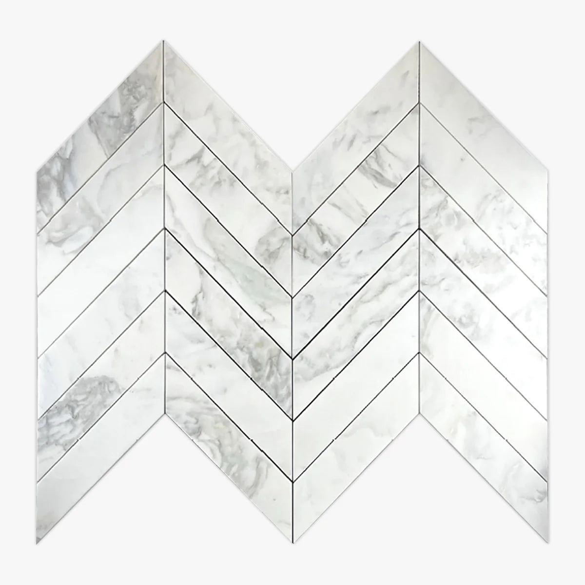 Calacatta Oliva Polished Marble White mosaic, alternate product view. Premium marble for floors and walls.