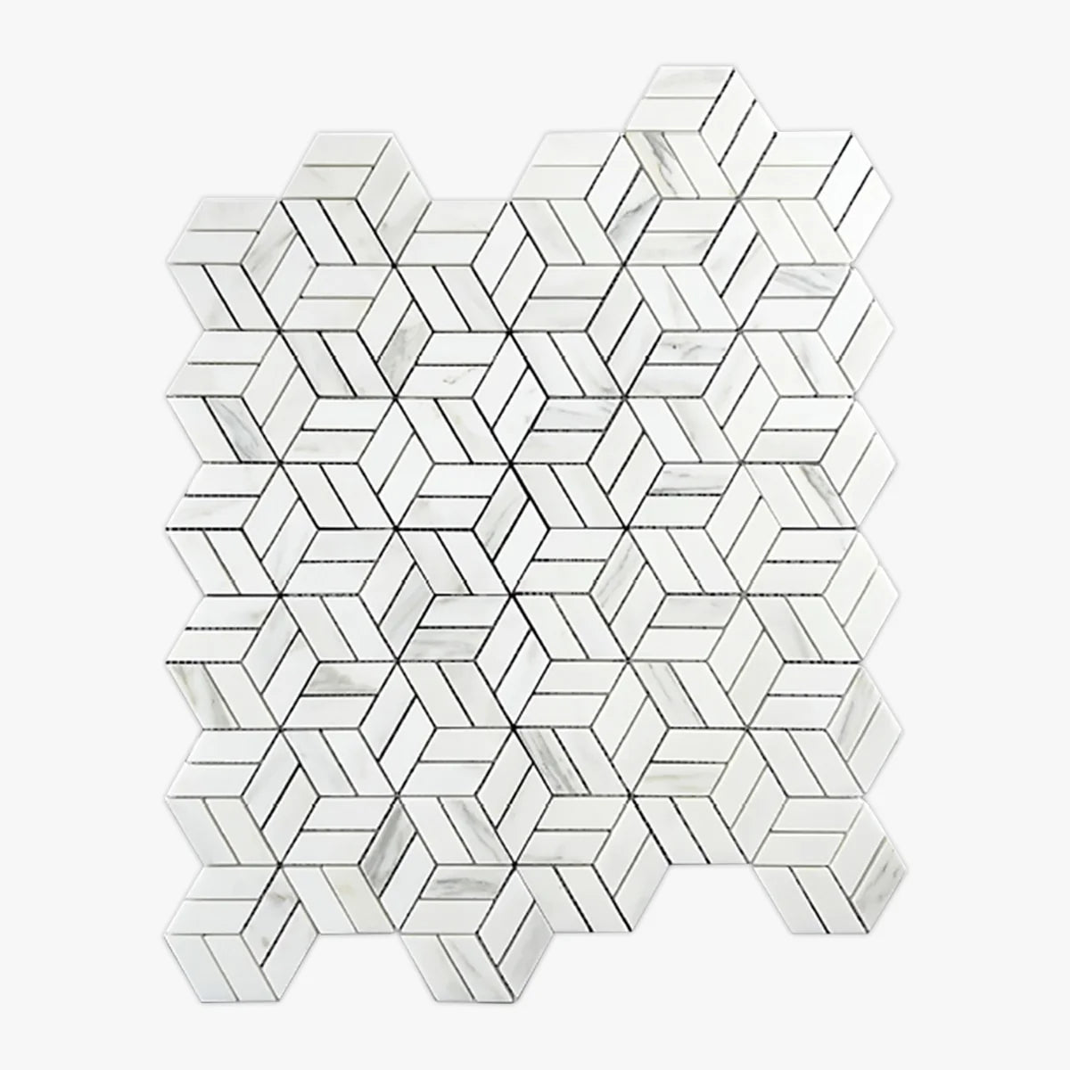 Calacatta Oliva Polished Marble White mosaic, product image. Premium marble for floors and walls.