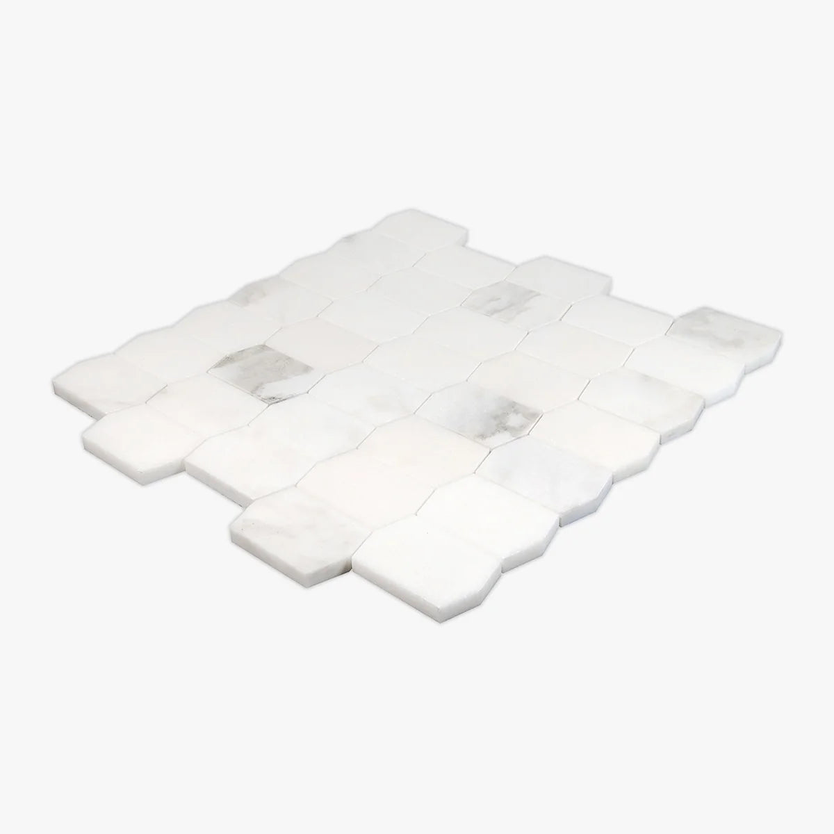 Calacatta Oliva Polished Marble White mosaic, product image. Premium marble for floors and walls.