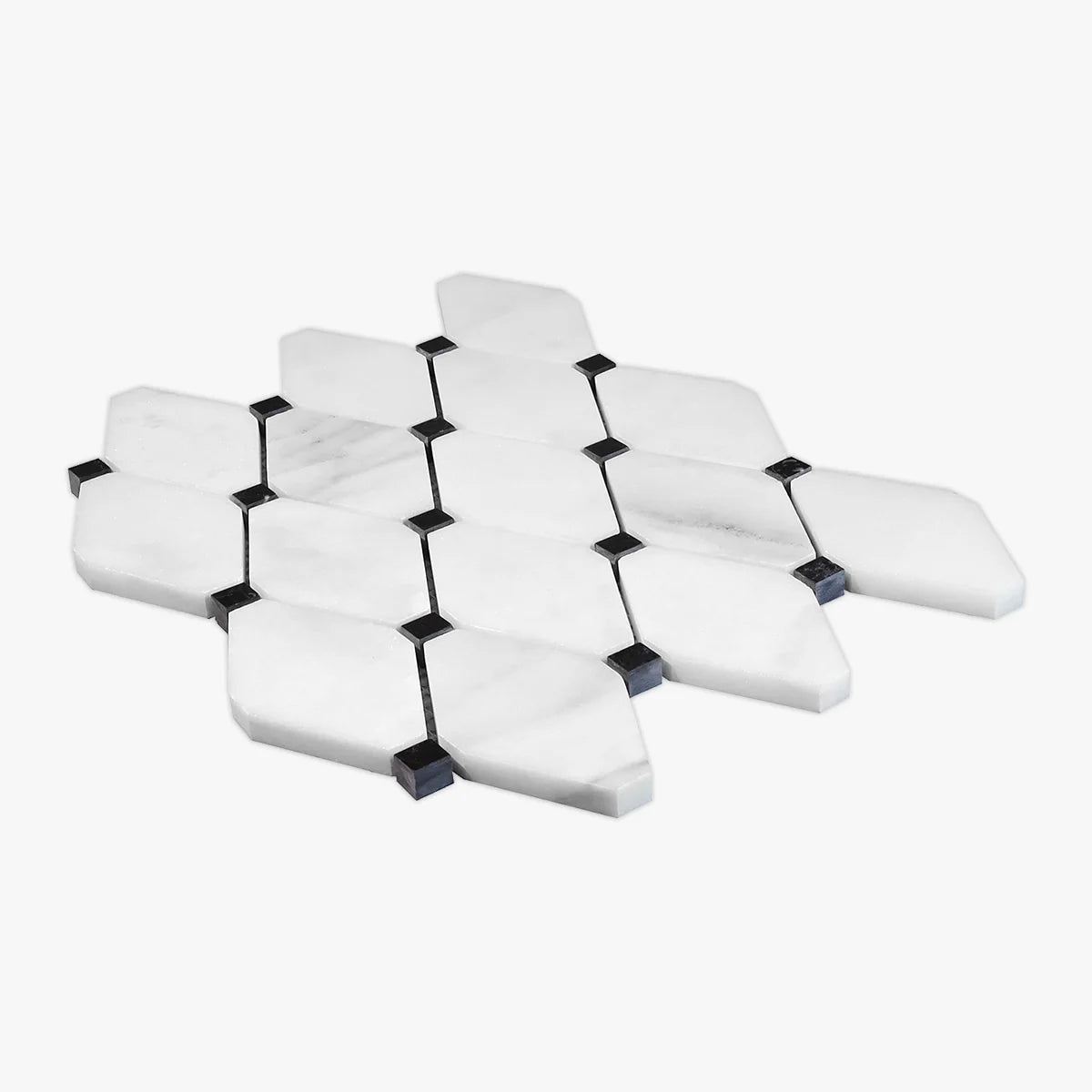Calacatta Oliva Polished Marble White mosaic, product image. Premium marble for floors and walls.
