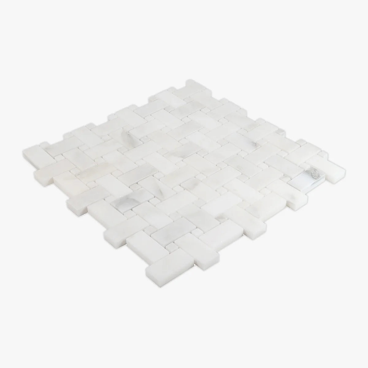 Calacatta Oliva Polished Marble White mosaic, product image. Premium marble for floors and walls.