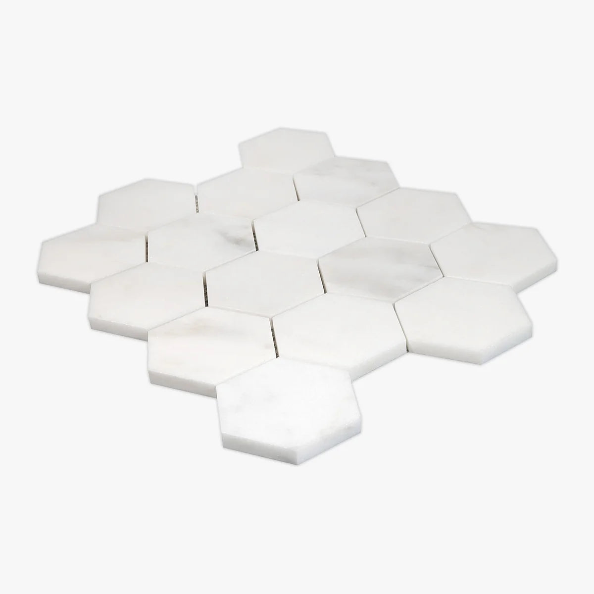 Calacatta Oliva Polished Marble White mosaic, product image. Premium marble for floors and walls.