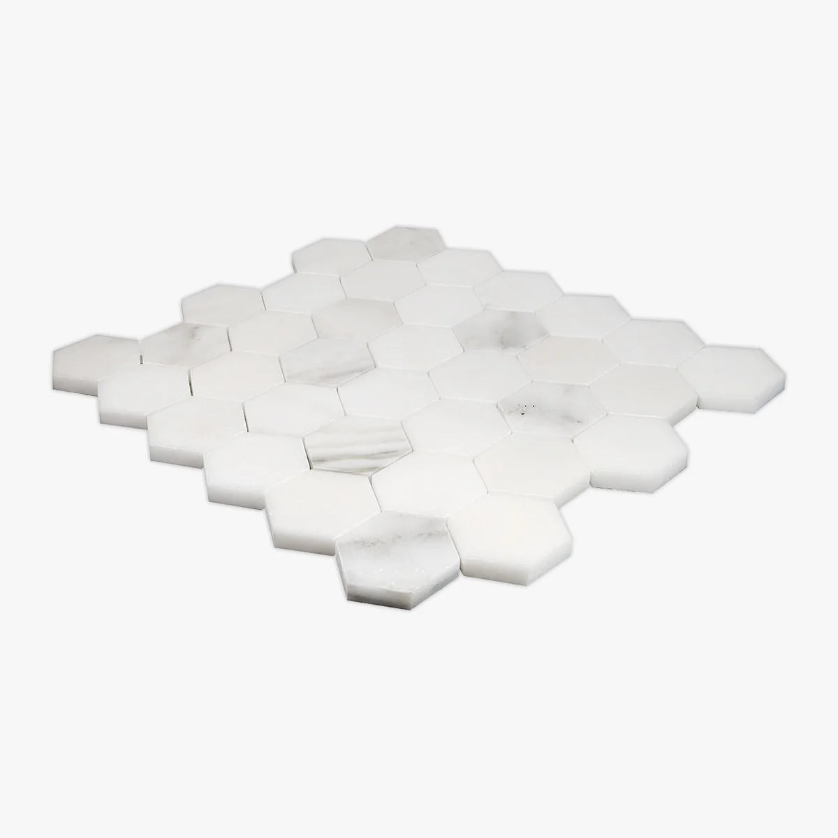 Calacatta Oliva Polished Marble White mosaic, product image. Premium marble for floors and walls.