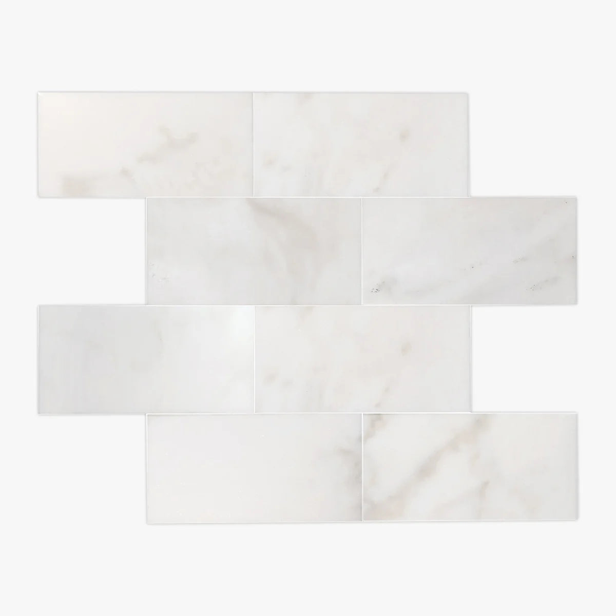 Calacatta Oliva Polished Marble White field tile, top-down product view. Premium marble for floors and walls.
