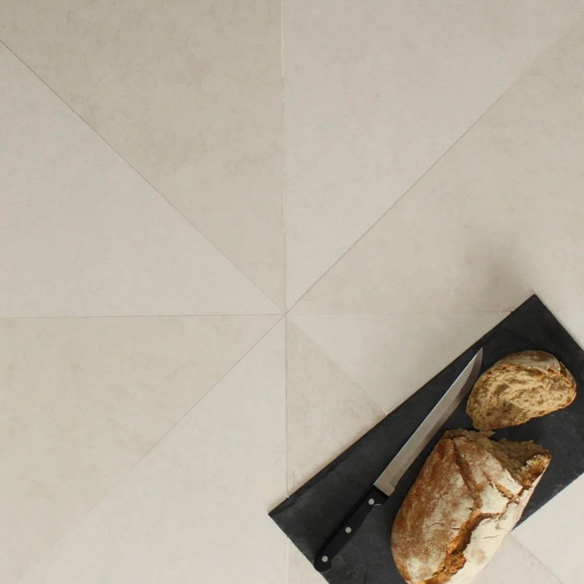 Crema Balkan Limestone Beige field tile, lifestyle installation view. Premium limestone for floors and walls.