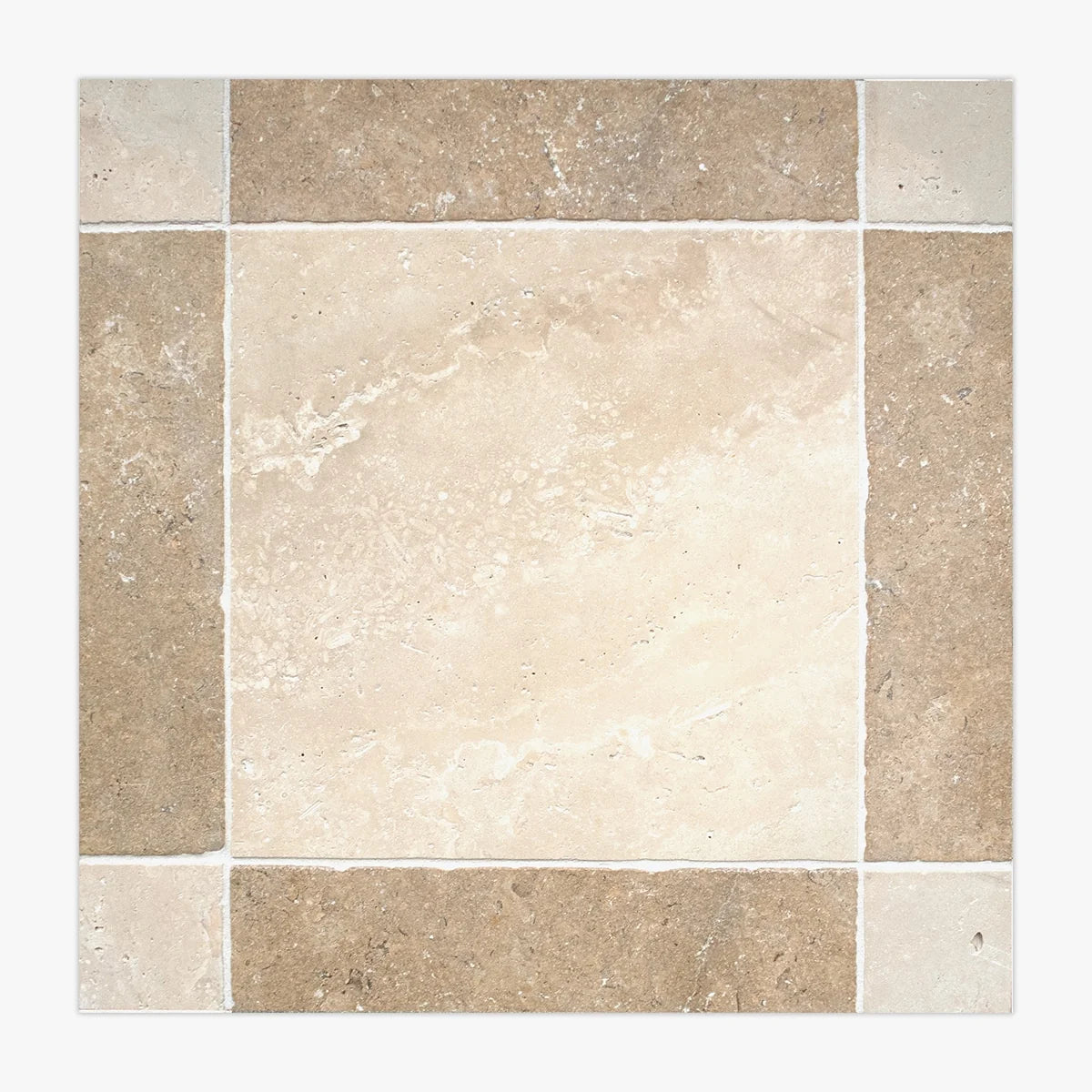 Checkerboard Patterns Multicolor checkerboard tile, primary product image. Premium travertine for floors and walls.