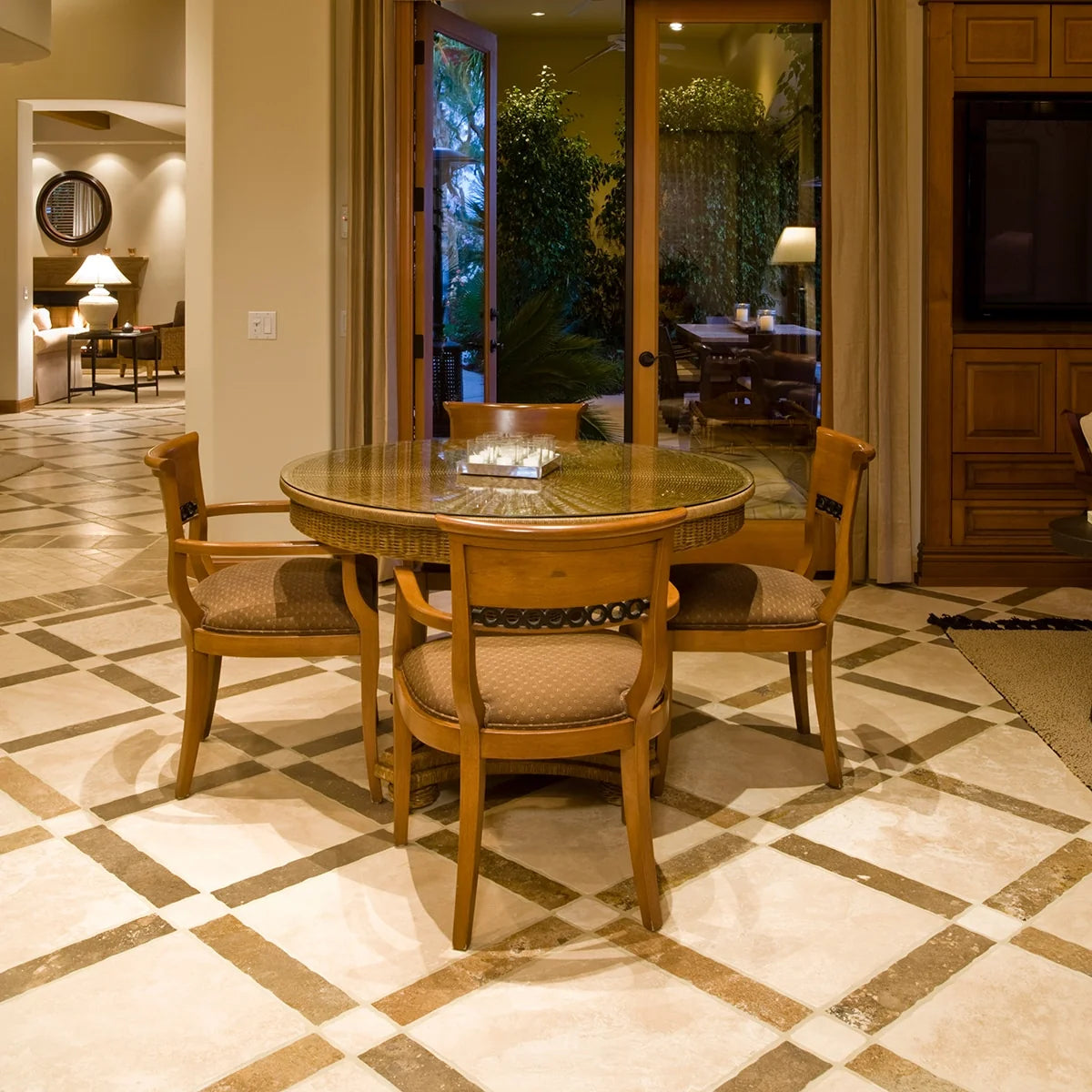 Checkerboard Patterns Multicolor checkerboard tile, product image. Premium travertine for floors and walls.