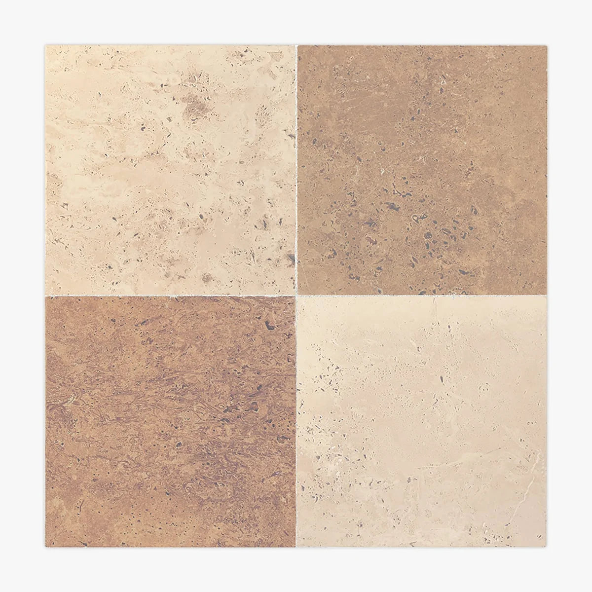 Checkerboard Patterns Multicolor checkerboard tile, product image. Premium travertine for floors and walls.