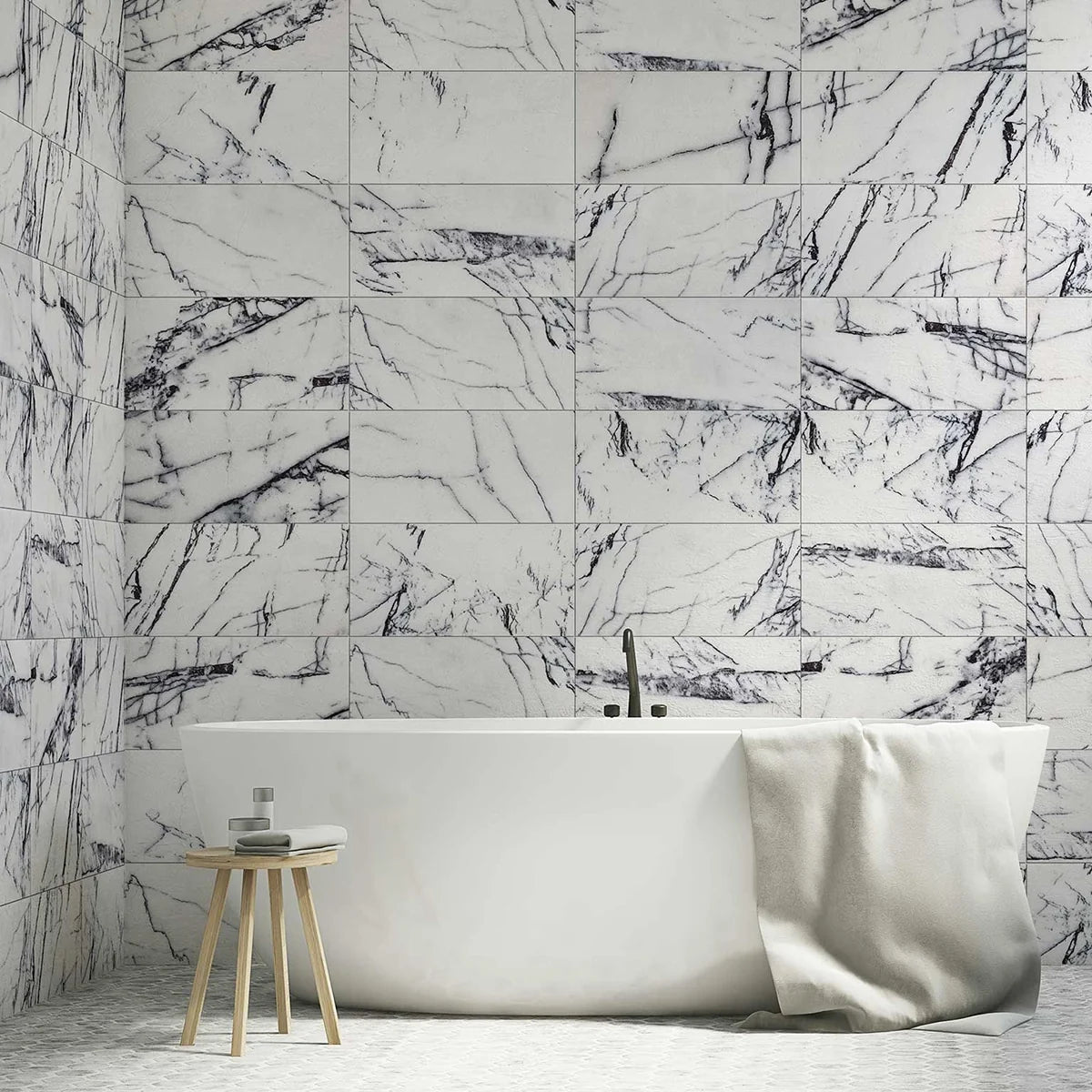 Essentials Natural Stone White field tile, product image. Premium marble for floors and walls.