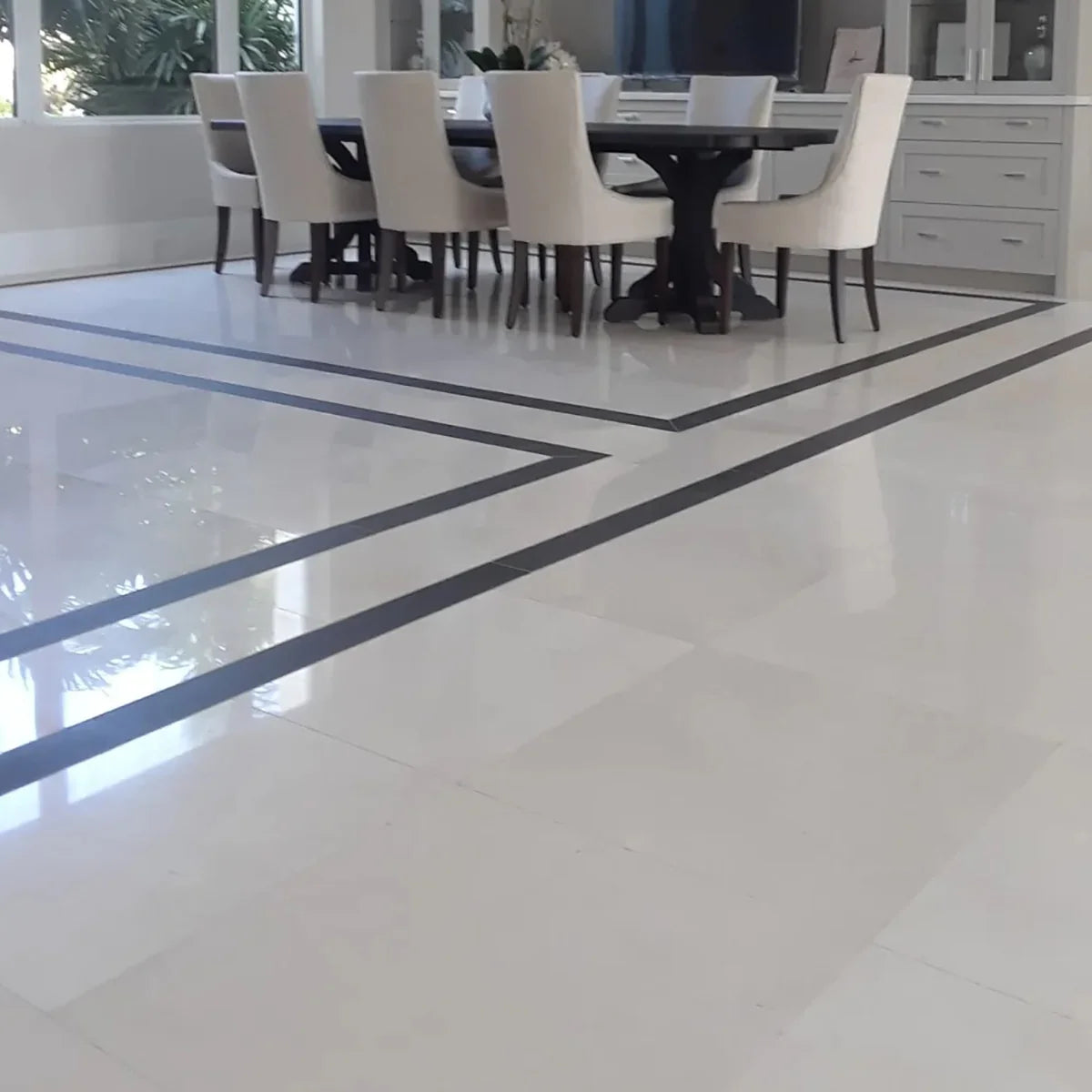 Lymra Limestone Cream field tile, lifestyle installation view 6. Premium limestone for floors and walls.