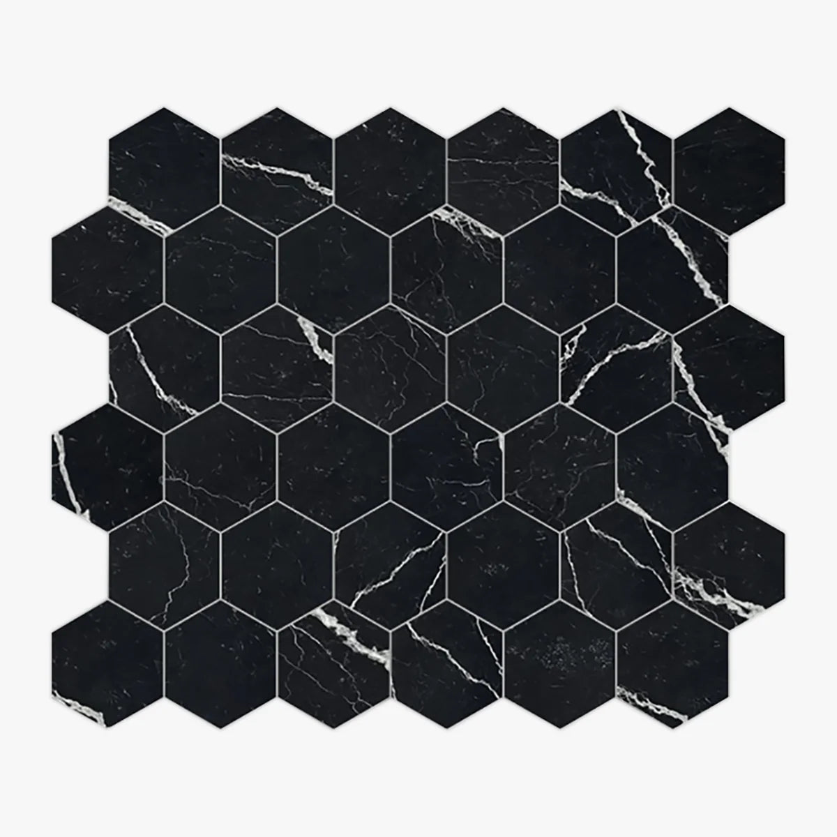Nero Marquina Polished Marble Black mosaic, primary product image. Premium marble for floors and walls.