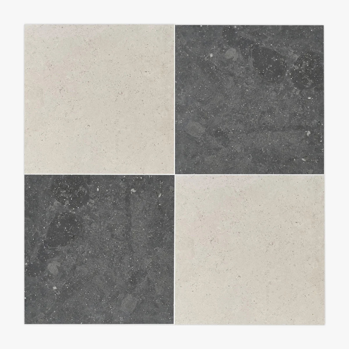 Checkerboard Patterns Multicolor checkerboard tile, primary product image. Premium limestone for floors and walls.