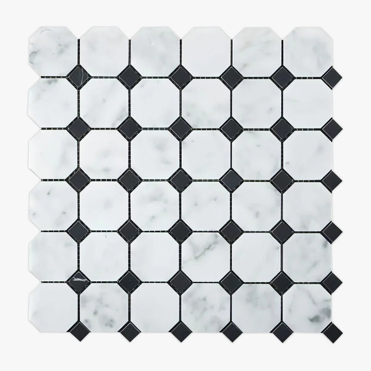 White Carrara Honed Marble White mosaic, primary product image. Premium marble for floors and walls.