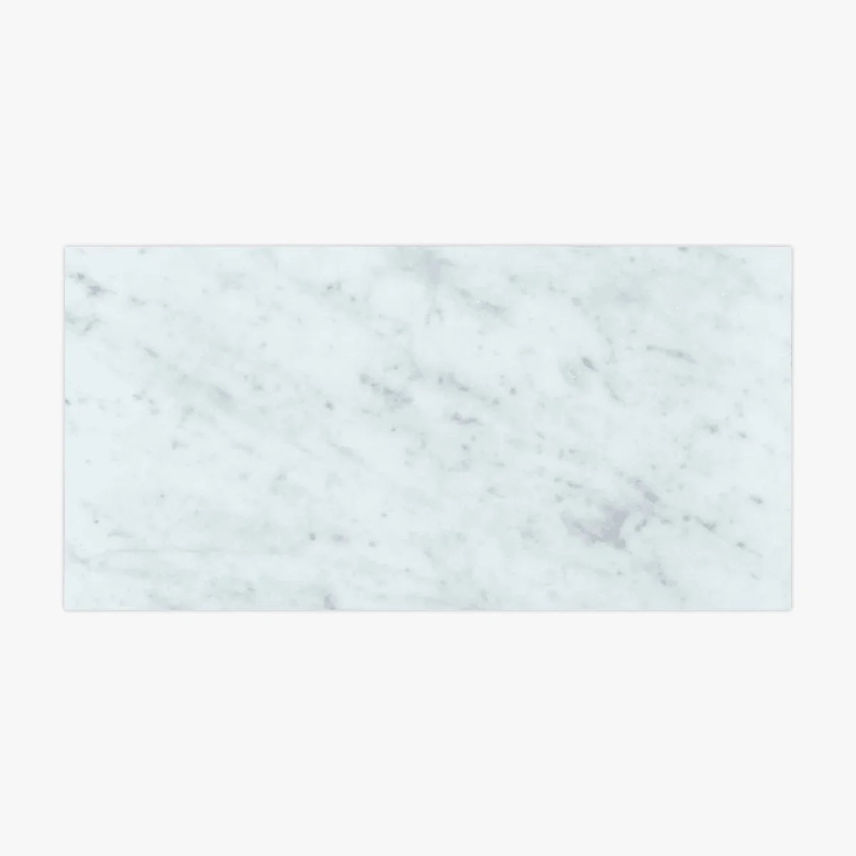White Carrara Polished Marble White field tile, top-down product view. Premium marble for floors and walls.