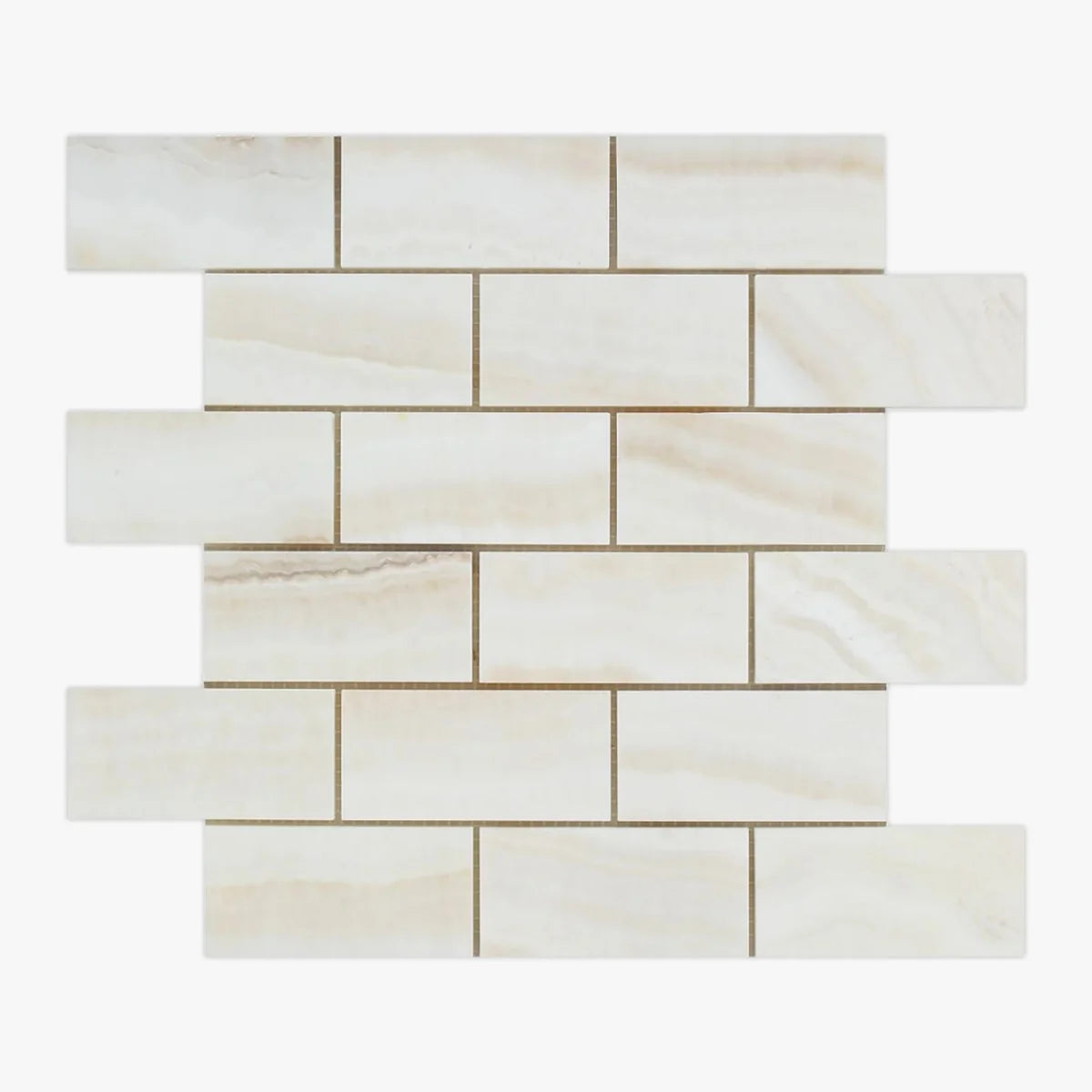 White Onyx White mosaic, primary product image. Premium onyx for floors and walls.