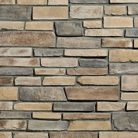 Cascade Ledge Alpine Mist manufactured stone accessories by Ply Gem, primary product image, 1 1/4"–6"×5 1/2"–18 1/4"×1 1/2" size. Premium manufactured stone for exterior and interior walls.