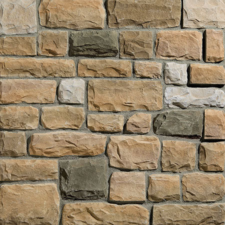 Cut Cobblestone Autumn manufactured stone accessories by Ply Gem, primary product image, 3"–12"×6"–20"×1 3/8" size. Premium manufactured stone for exterior and interior walls.