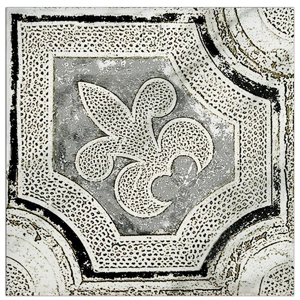 Altalena Graphite field tile, top-down product view, 3"×3"×3/8" size. Premium travertine for floors and walls.