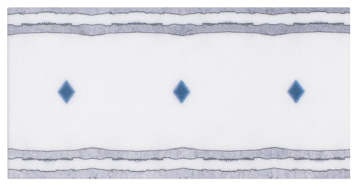 Birds Of Eden Blue field tile, top-down product view, 3"×6"×3/8" size. Premium marble for floors and walls.