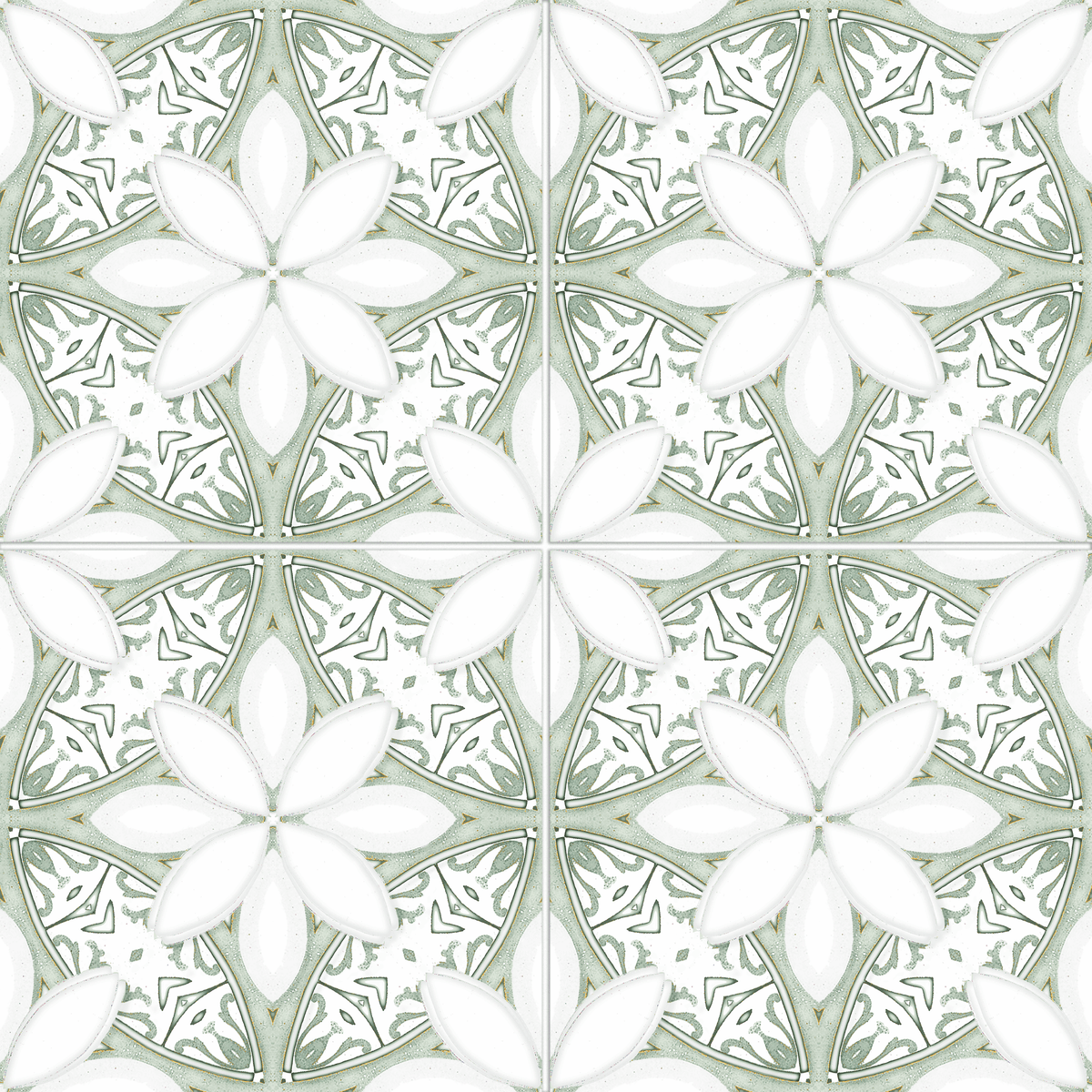Stone Impressions Camille Marina Green tile pattern swatch — available at Surface Group