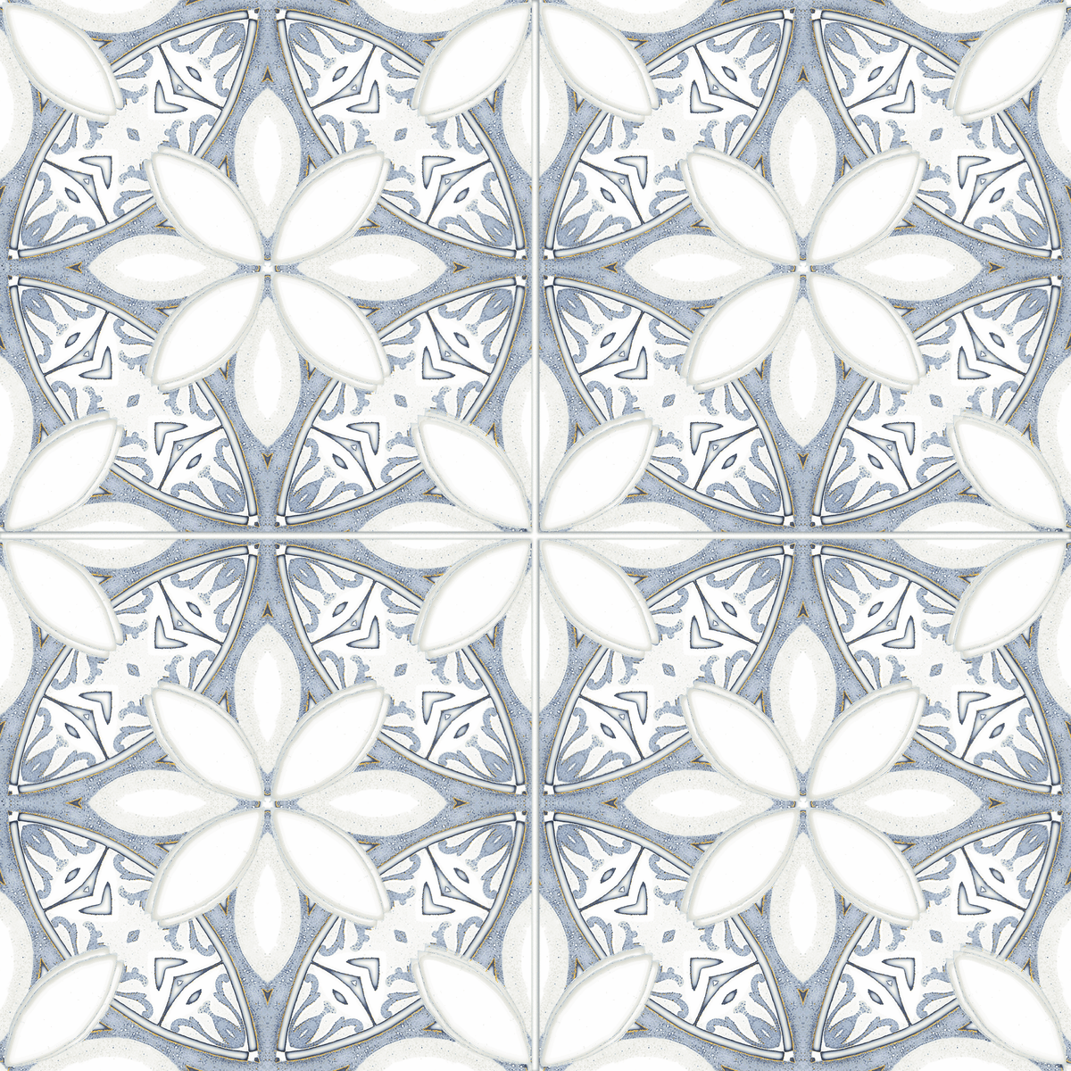Stone Impressions Camille Something Blue tile pattern swatch — available at Surface Group