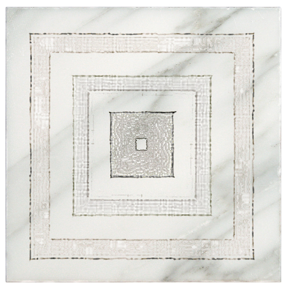 Charleston Lace field tile, top-down product view, 3"×3"×3/8" size. Premium travertine for floors and walls.