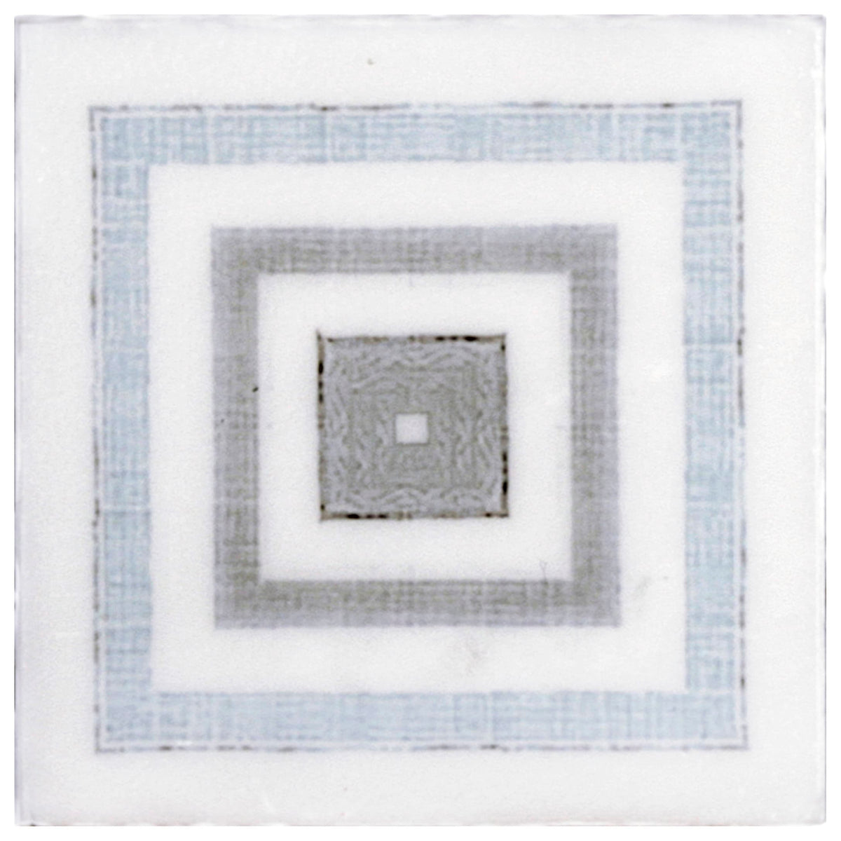 Charleston Carolina Blue field tile, top-down product view, 3"×3"×3/8" size. Premium travertine for floors and walls.
