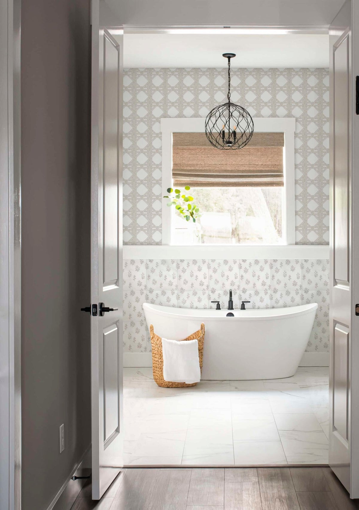 Stone Impressions Cottontail honed dolomite tile in a room setting — available at Surface Group